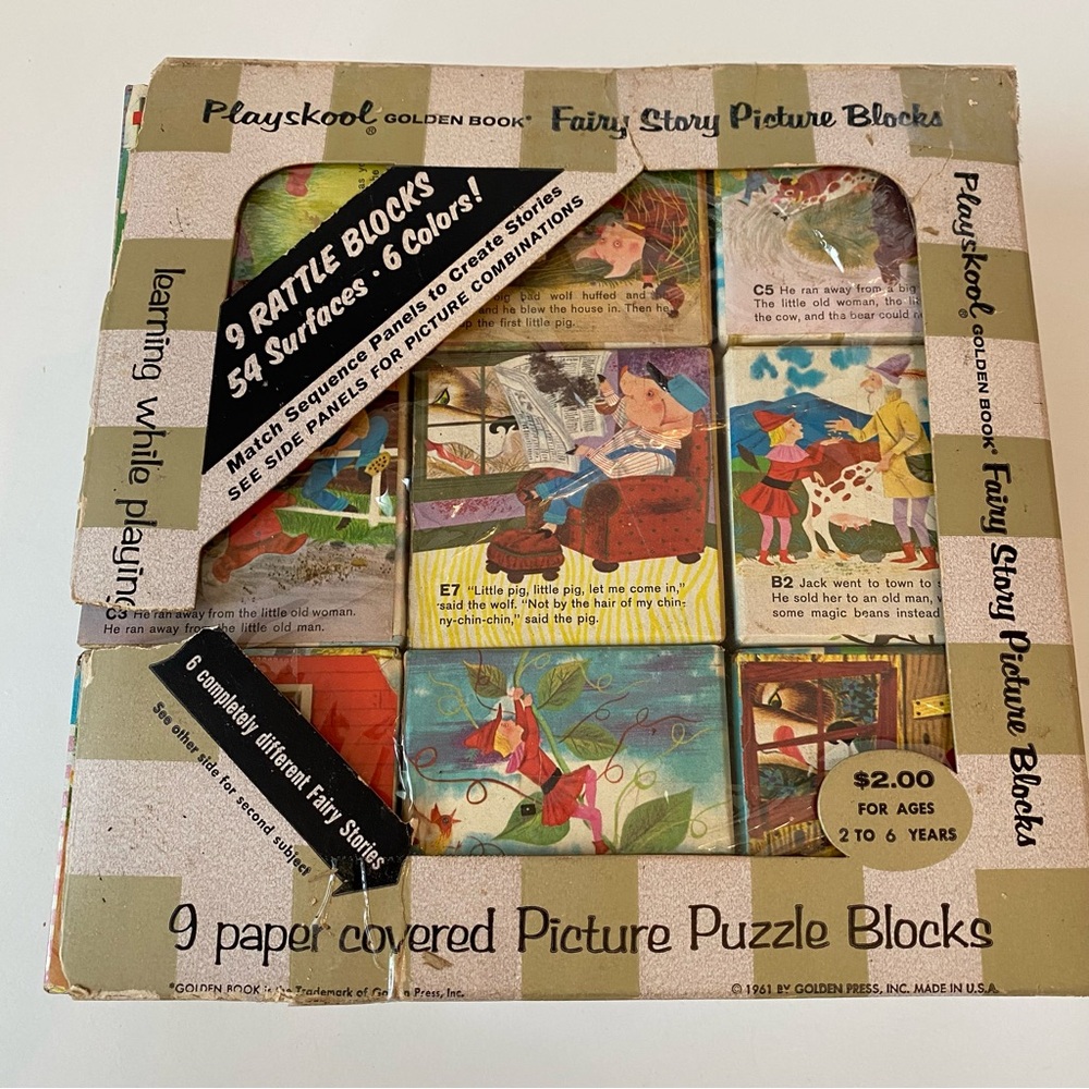 Vintage 1961 Playskool Golden Book Fairy Tale Story Picture Puzzle Blocks - Picture 5 of 14